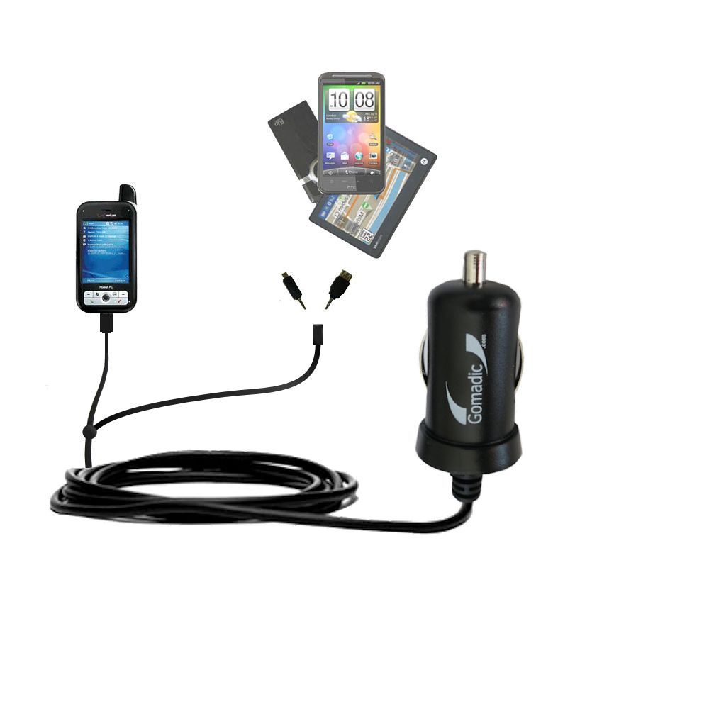 mini Double Car Charger with tips including compatible with the HTC Apache