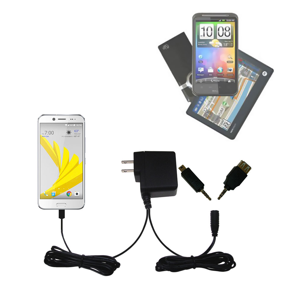 Double Wall Home Charger with tips including compatible with the HTC Bolt