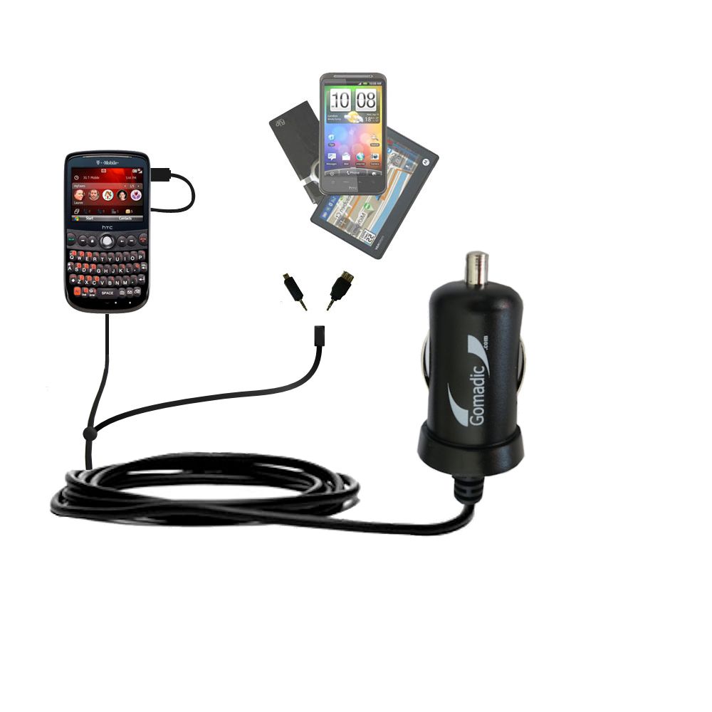 mini Double Car Charger with tips including compatible with the HTC Dash 3G