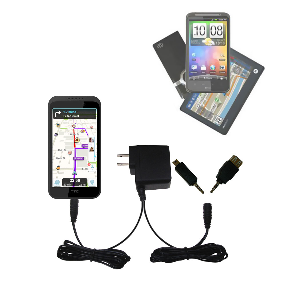 Double Wall Home Charger with tips including compatible with the HTC Desire 320
