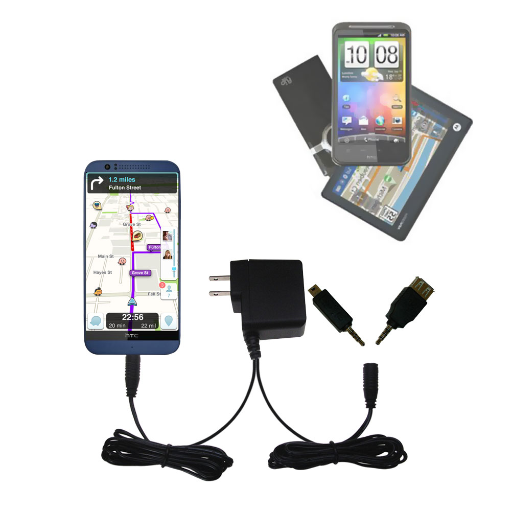 Double Wall Home Charger with tips including compatible with the HTC Desire 510