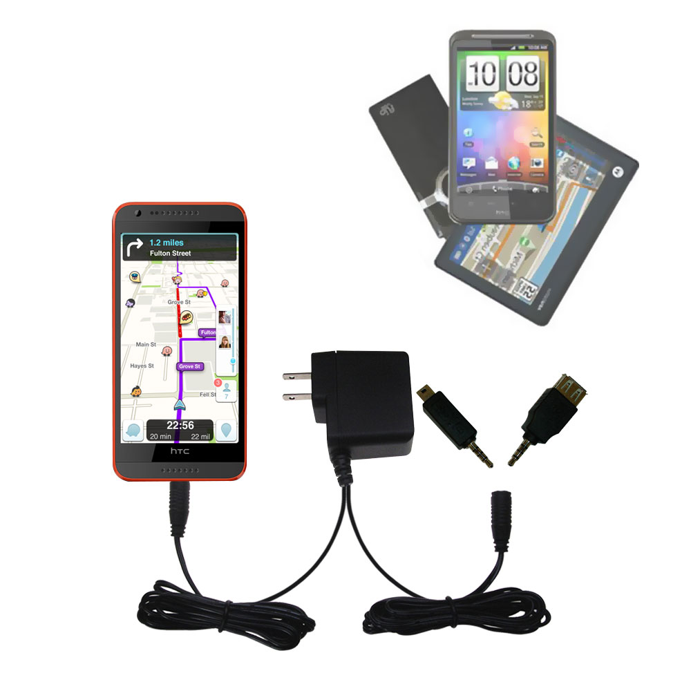 Double Wall Home Charger with tips including compatible with the HTC Desire 620