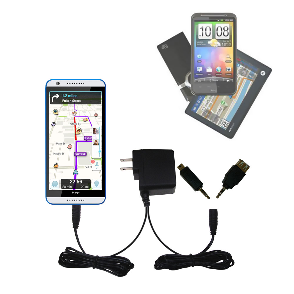 Double Wall Home Charger with tips including compatible with the HTC Desire 820