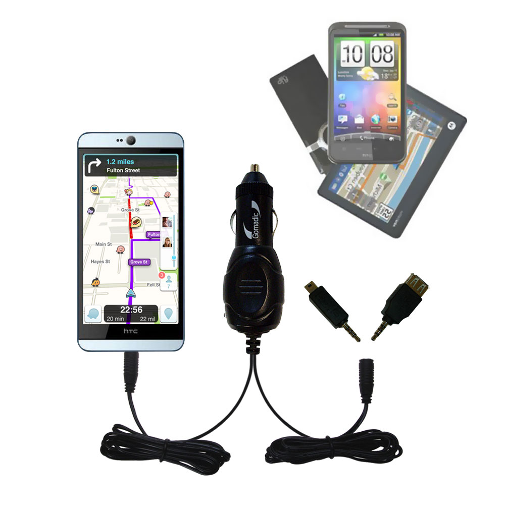 mini Double Car Charger with tips including compatible with the HTC Desire 826