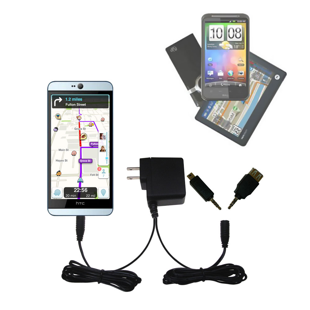 Double Wall Home Charger with tips including compatible with the HTC Desire 826