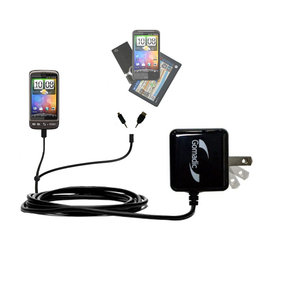 Double Wall Home Charger with tips including compatible with the HTC Desire