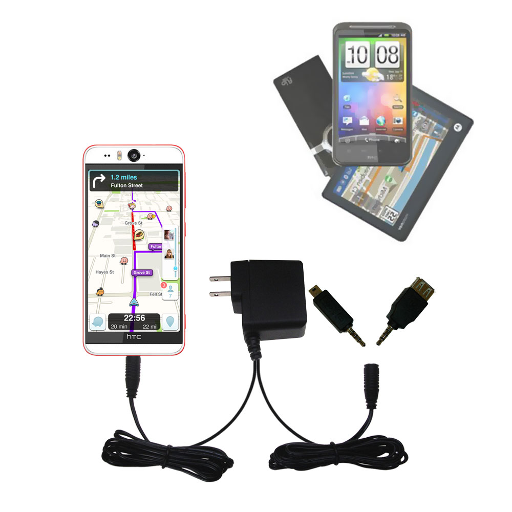 Double Wall Home Charger with tips including compatible with the HTC Desire EYE