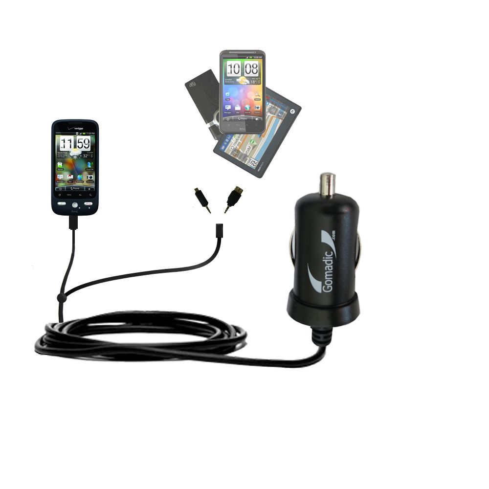 mini Double Car Charger with tips including compatible with the HTC Droid Eris