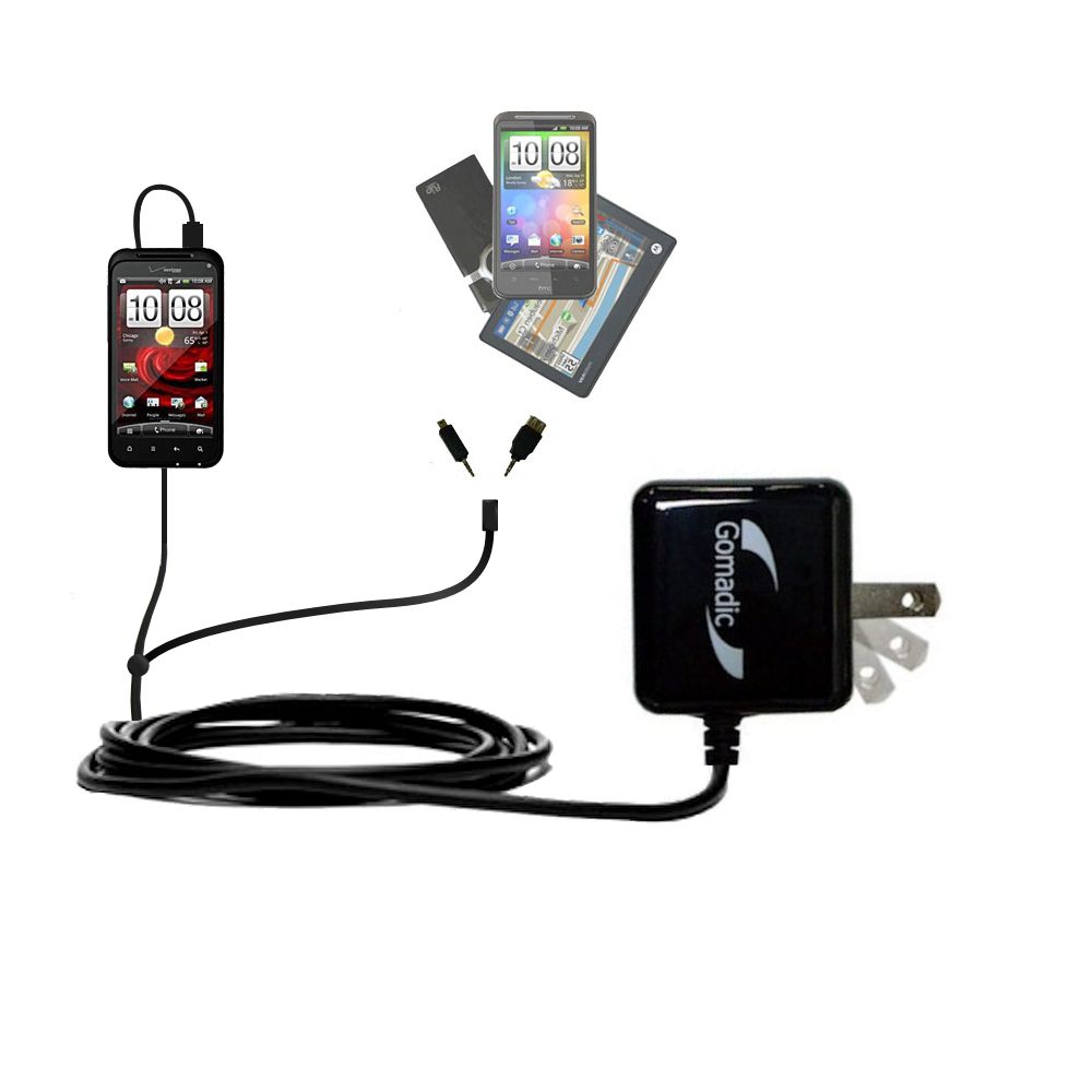 Double Wall Home Charger with tips including compatible with the HTC DROID Incredible 2