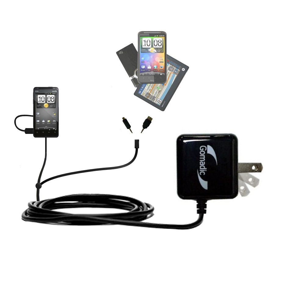 Double Wall Home Charger with tips including compatible with the HTC EVO Design 4G
