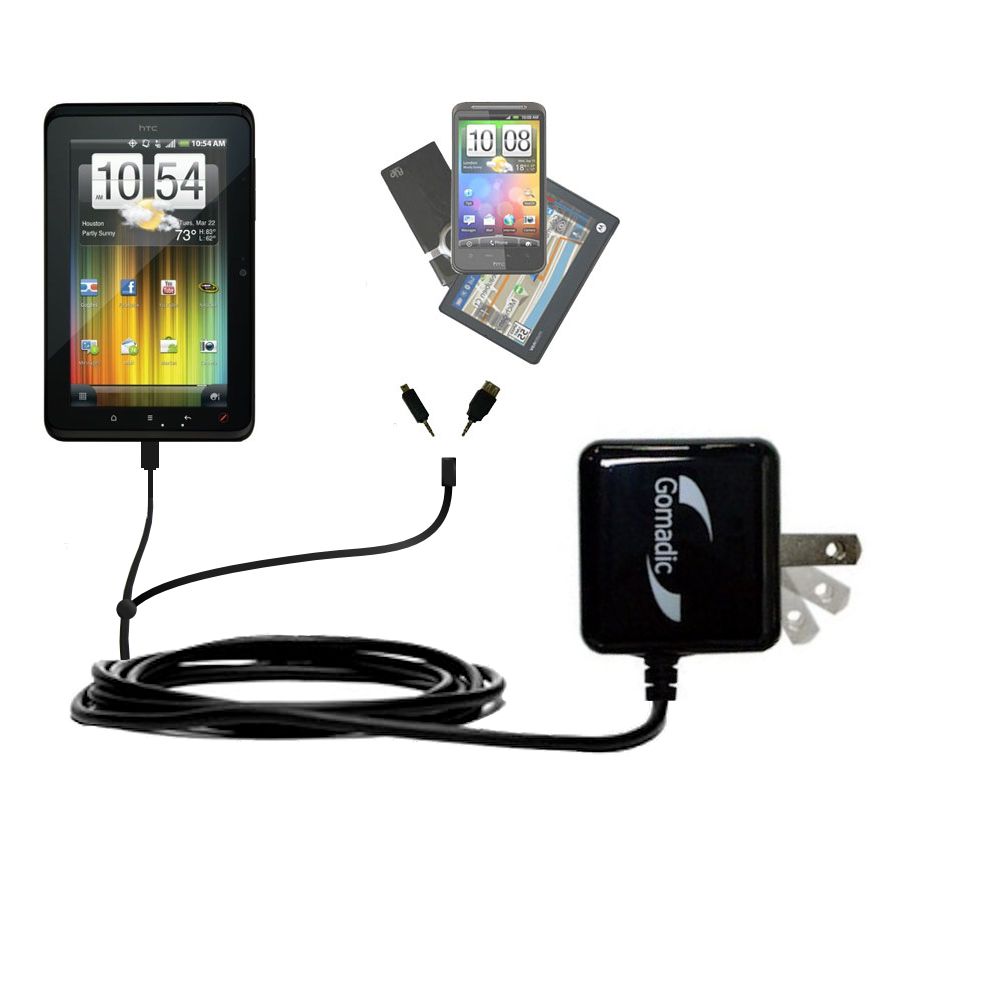 Double Wall Home Charger with tips including compatible with the HTC EVO View 4G
