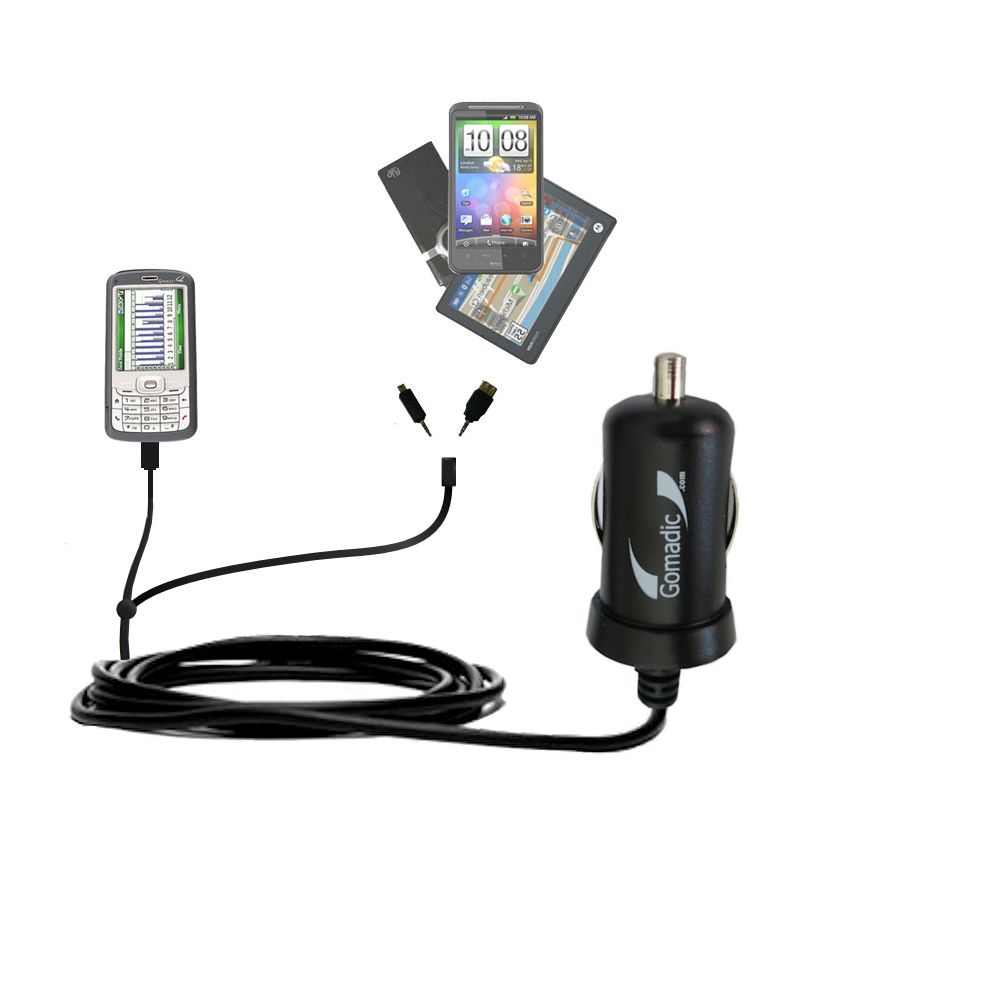 mini Double Car Charger with tips including compatible with the HTC Fusion
