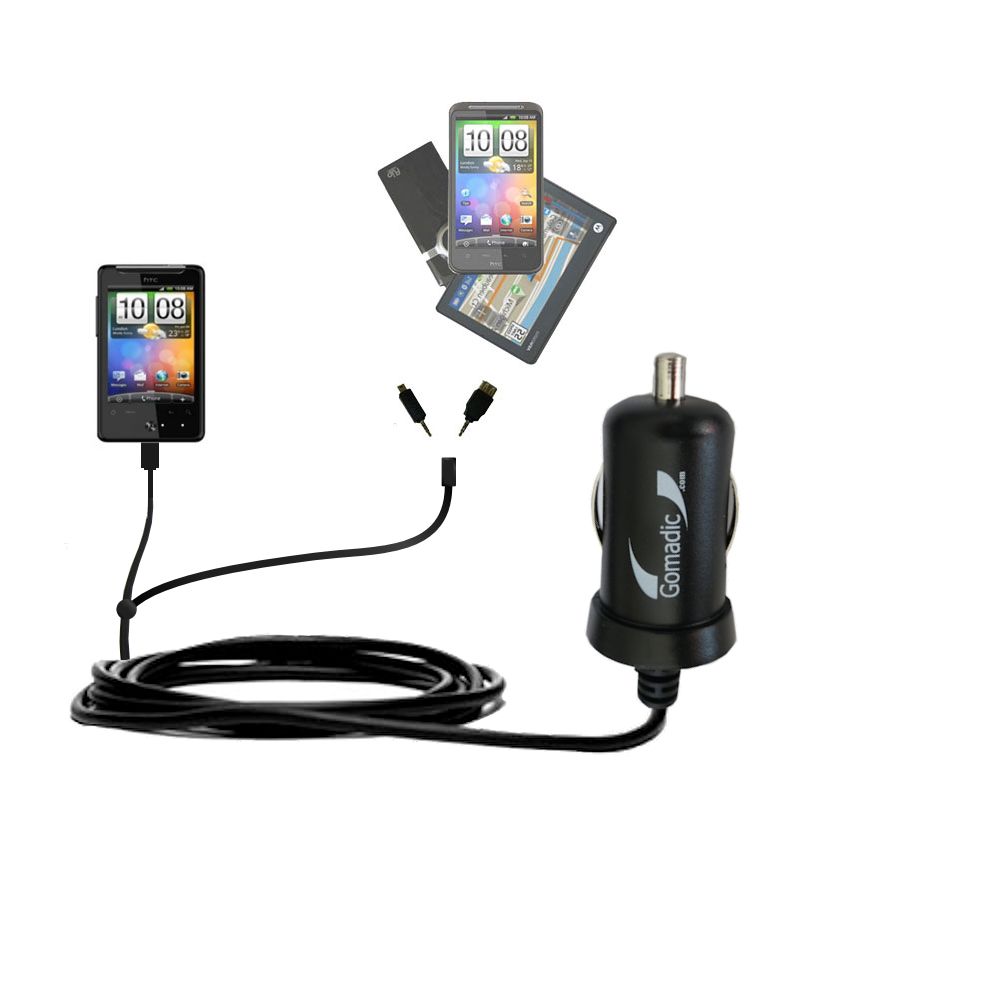 mini Double Car Charger with tips including compatible with the HTC Gratia