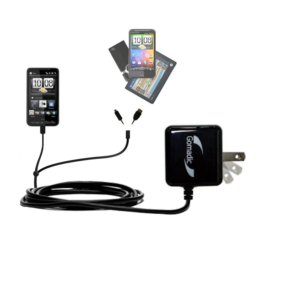 Double Wall Home Charger with tips including compatible with the HTC HD2