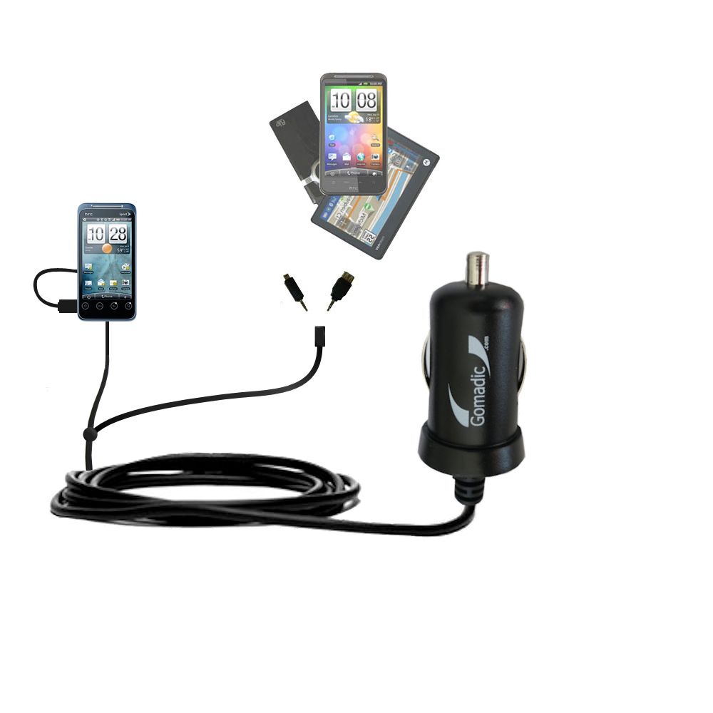 mini Double Car Charger with tips including compatible with the HTC Hero 4G