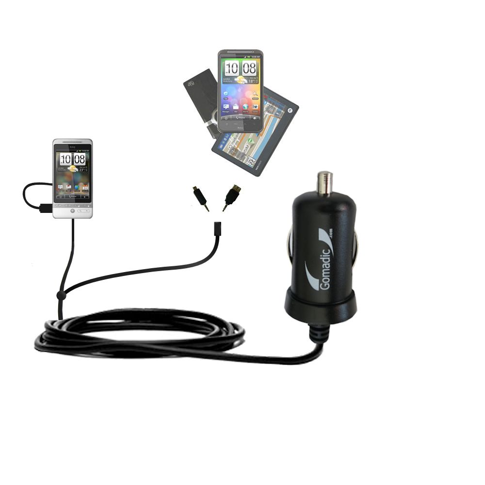 mini Double Car Charger with tips including compatible with the HTC Hero S
