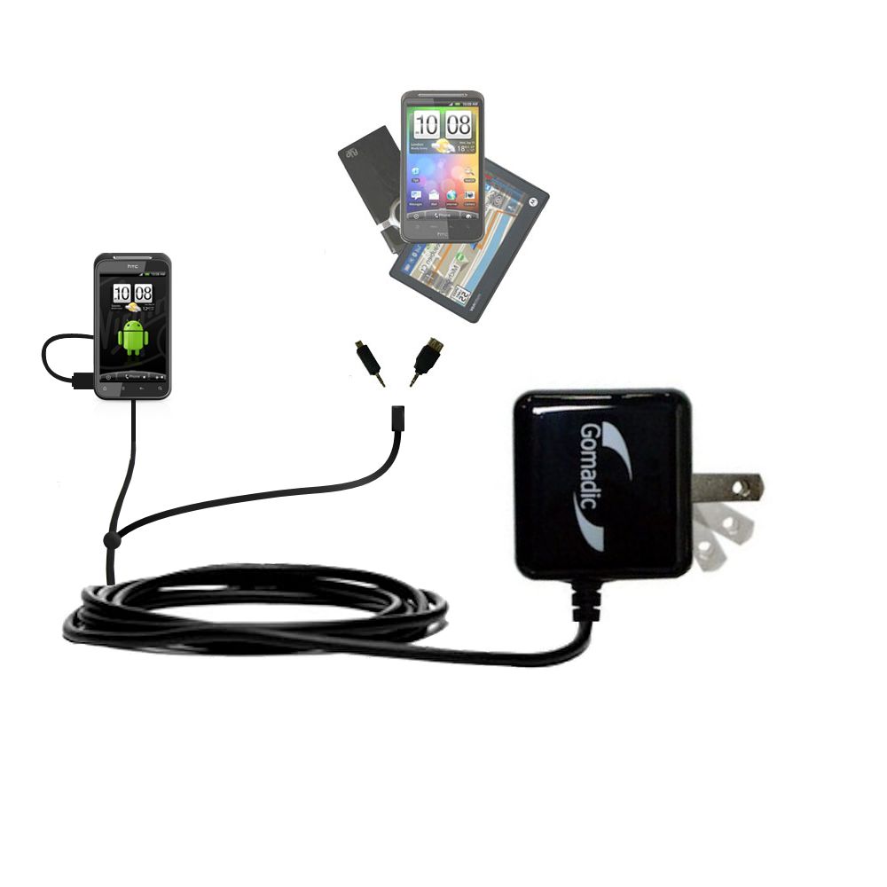 Double Wall Home Charger with tips including compatible with the HTC Incredible HD