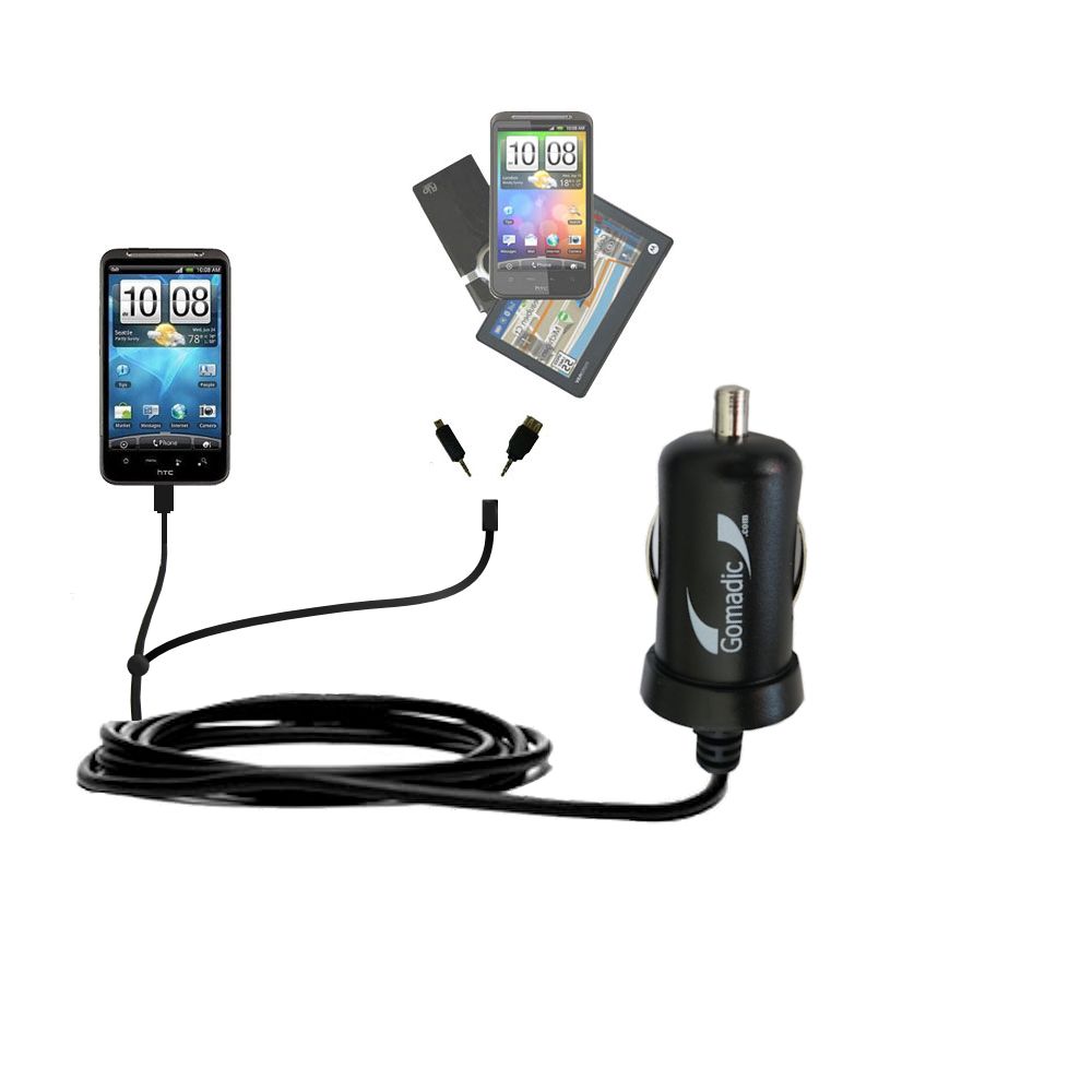 mini Double Car Charger with tips including compatible with the HTC Inspire 4G
