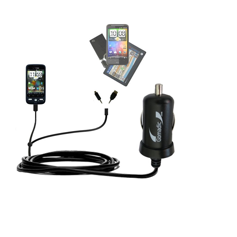 mini Double Car Charger with tips including compatible with the HTC Iris