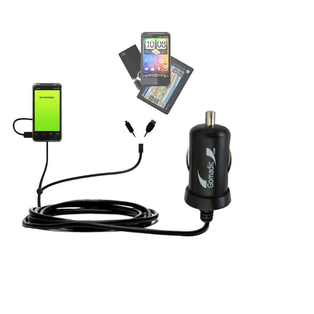 mini Double Car Charger with tips including compatible with the HTC Knight