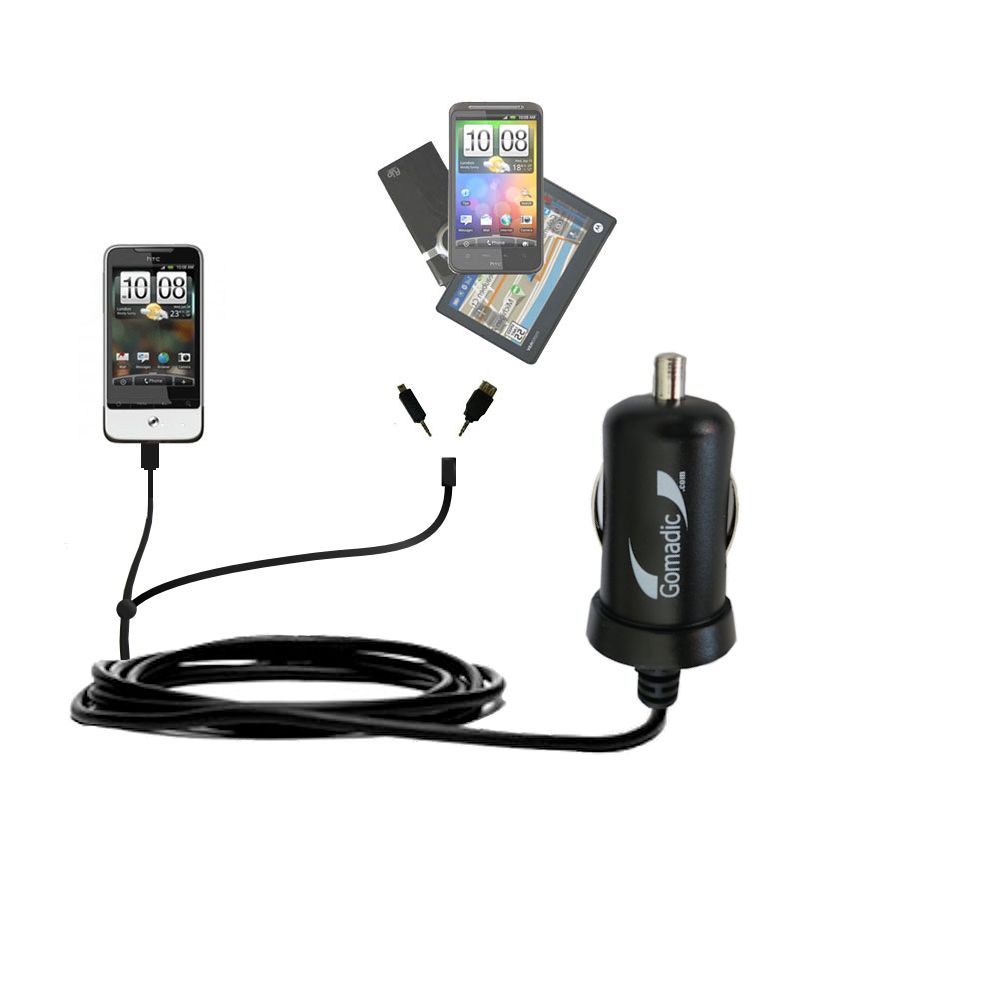 mini Double Car Charger with tips including compatible with the HTC Legend