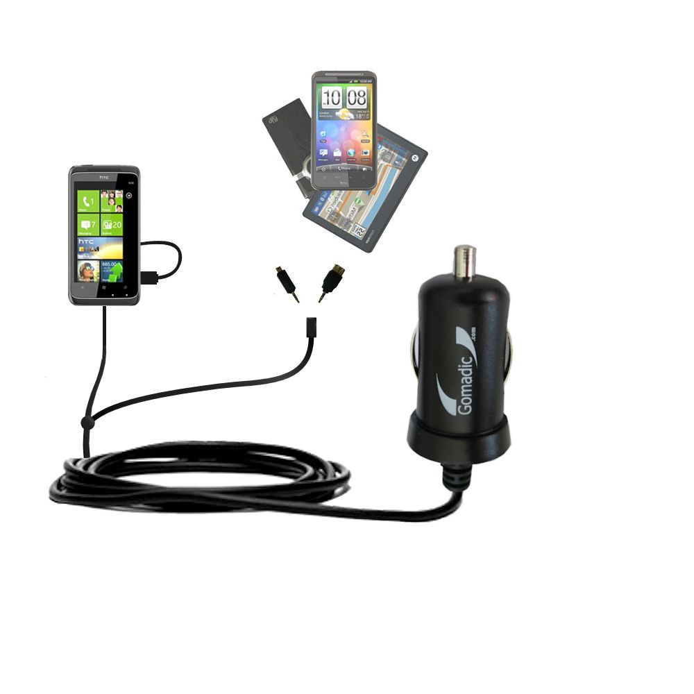 mini Double Car Charger with tips including compatible with the HTC Mazaa