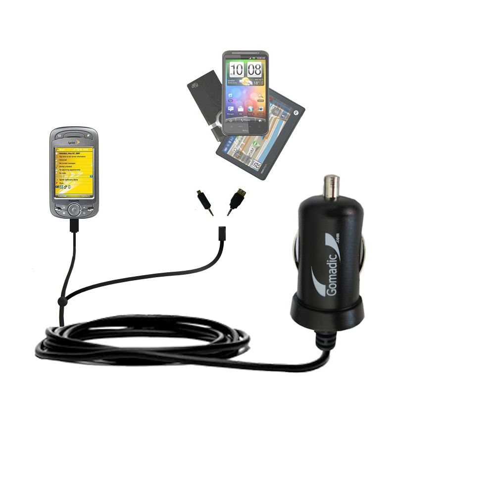 mini Double Car Charger with tips including compatible with the HTC Mogul