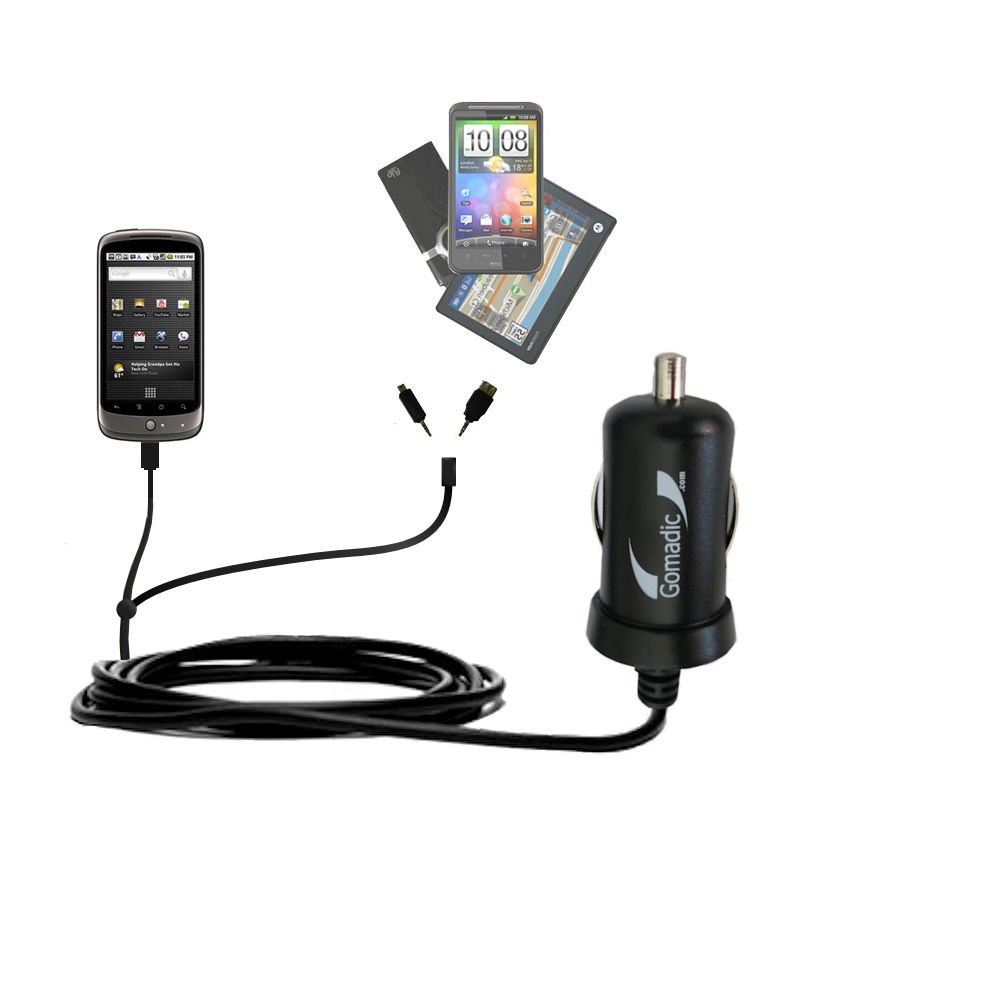 mini Double Car Charger with tips including compatible with the HTC Nexus One