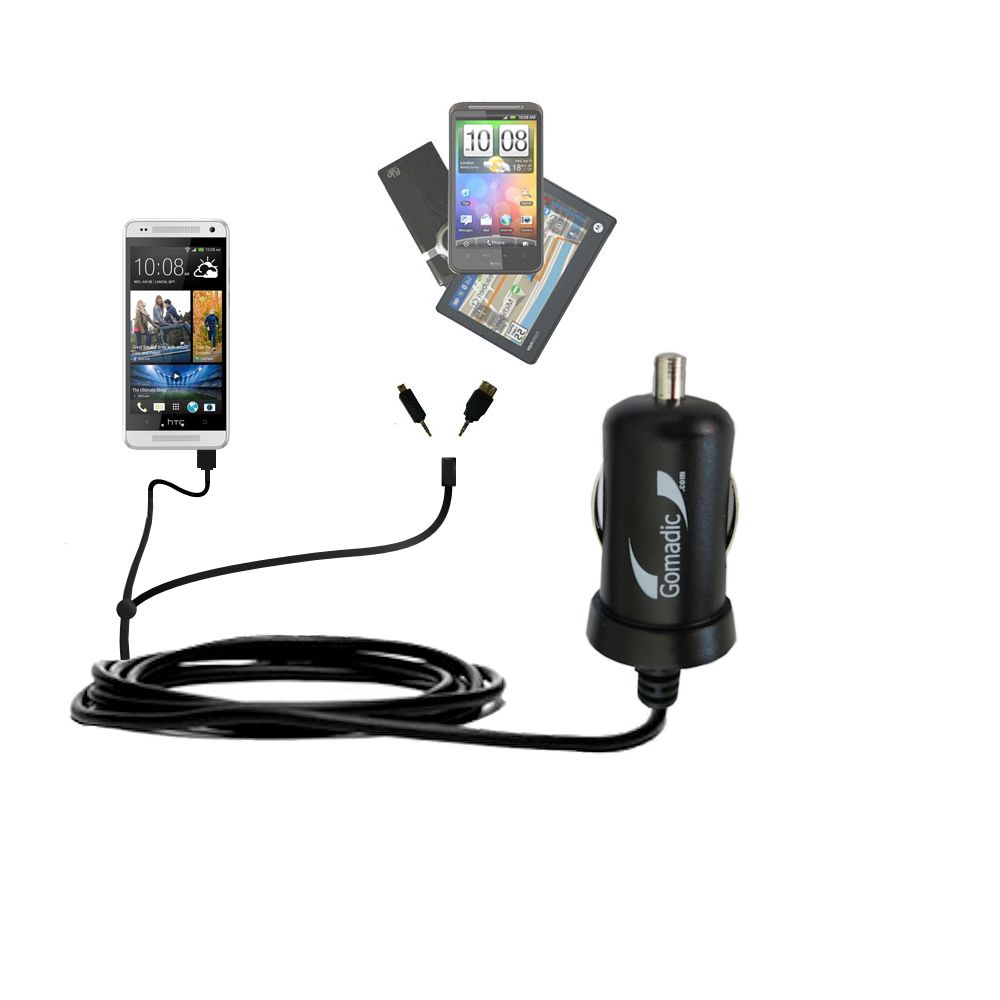 mini Double Car Charger with tips including compatible with the HTC One mini