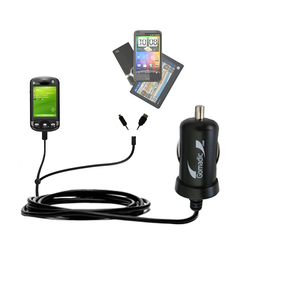 mini Double Car Charger with tips including compatible with the HTC P3600
