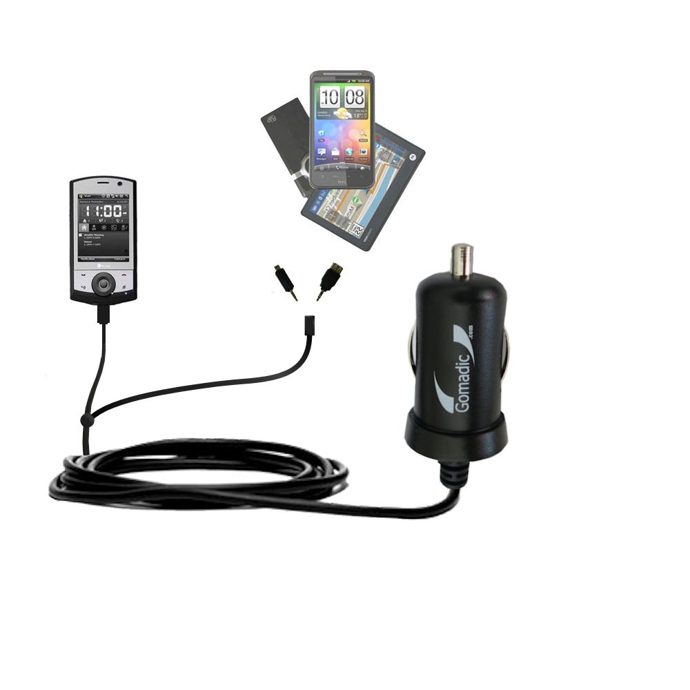 mini Double Car Charger with tips including compatible with the HTC P3650