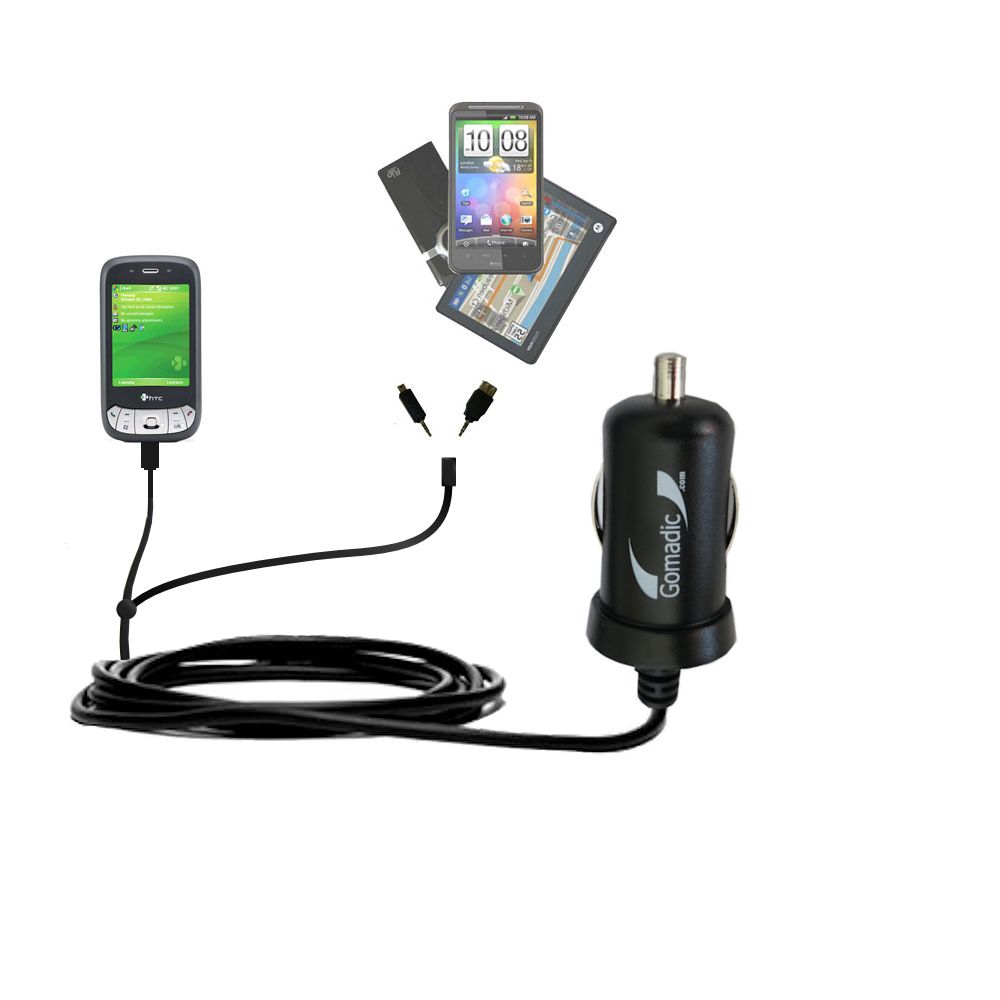 mini Double Car Charger with tips including compatible with the HTC P4350