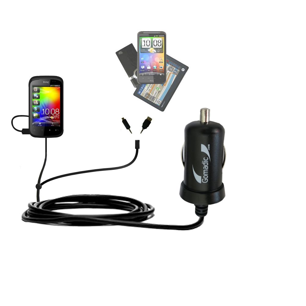 mini Double Car Charger with tips including compatible with the HTC Pico