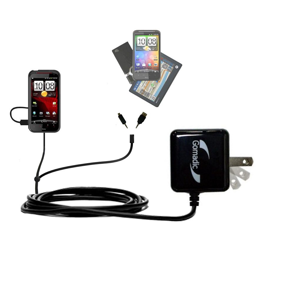 Double Wall Home Charger with tips including compatible with the HTC Rezound