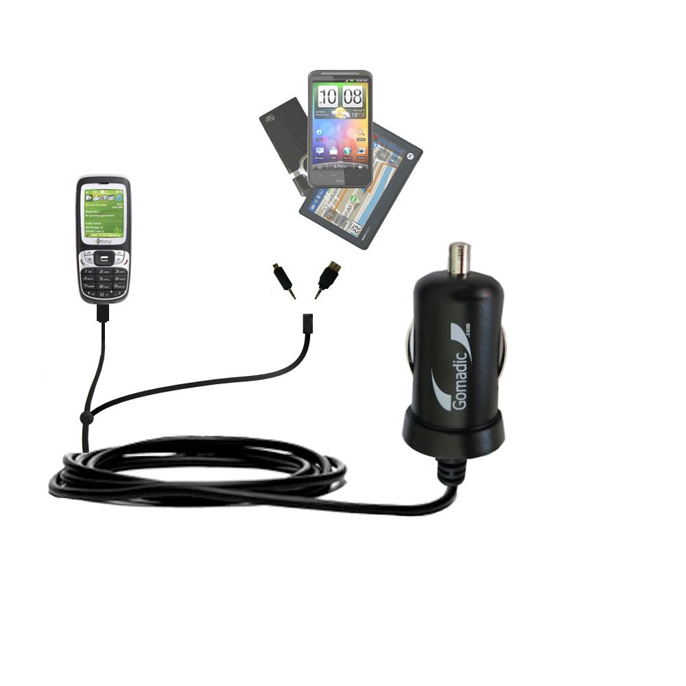 mini Double Car Charger with tips including compatible with the HTC S310