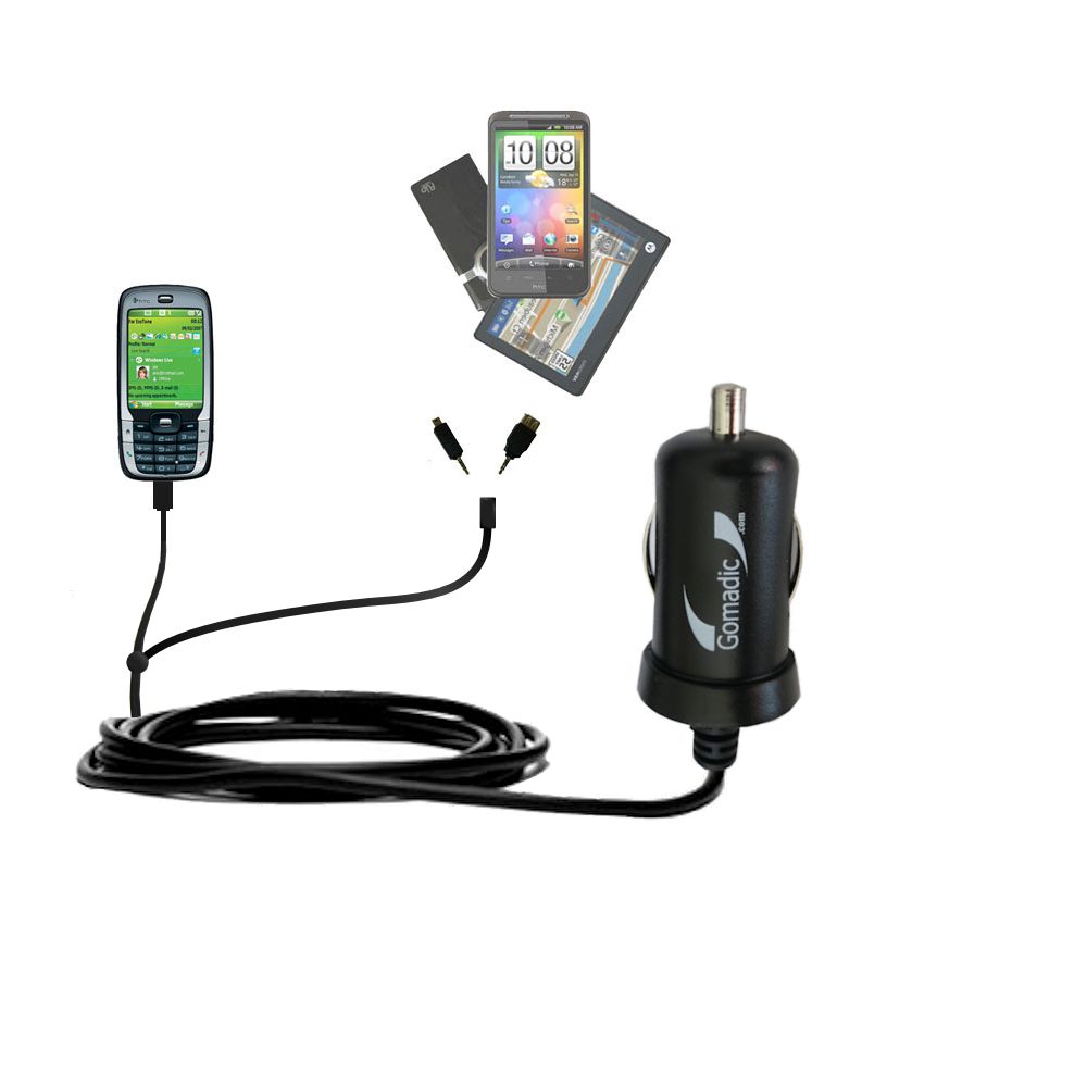 mini Double Car Charger with tips including compatible with the HTC S710