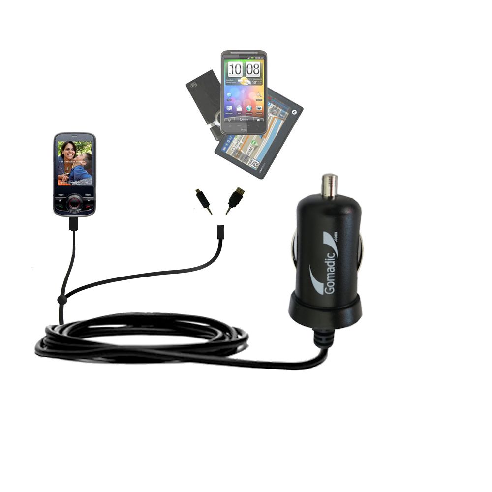 mini Double Car Charger with tips including compatible with the HTC Shadow II