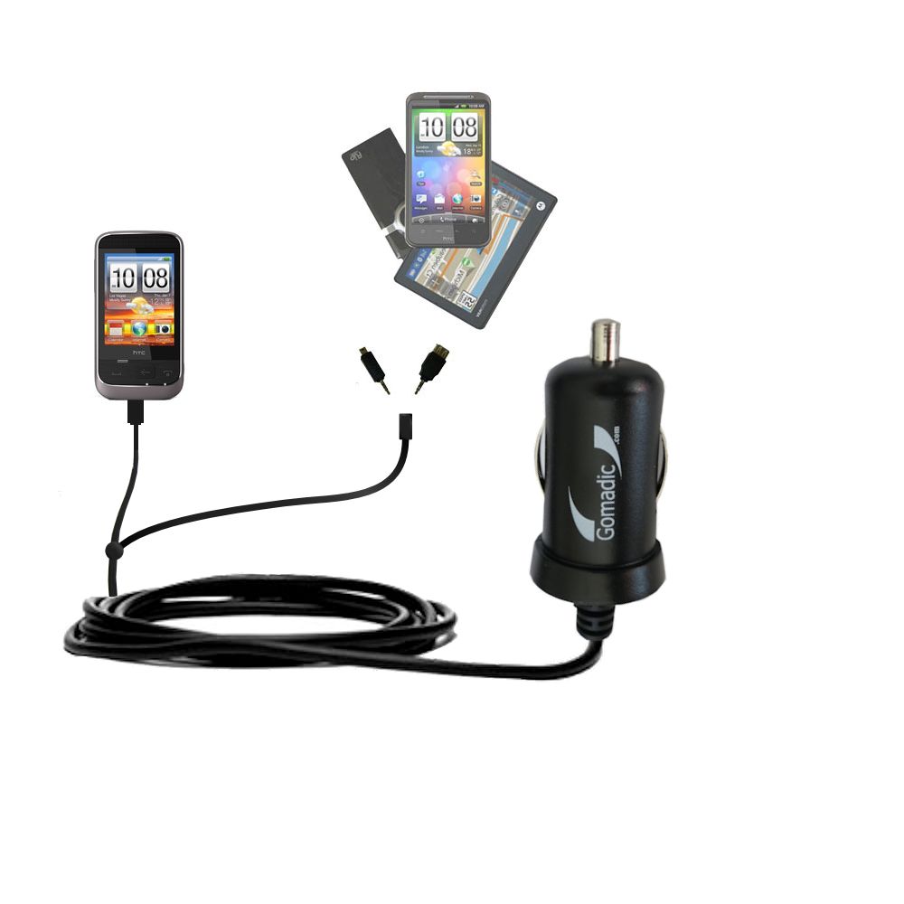 mini Double Car Charger with tips including compatible with the HTC SMART