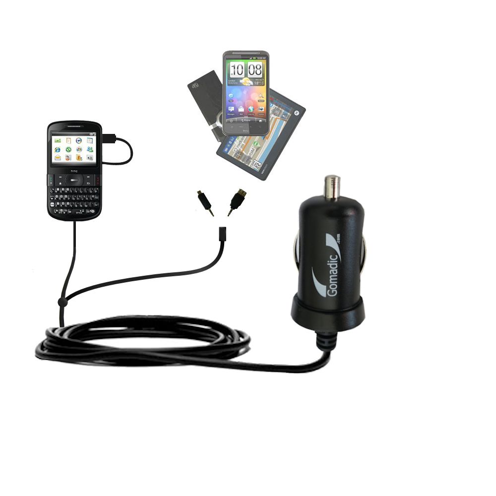 mini Double Car Charger with tips including compatible with the HTC Snap S510