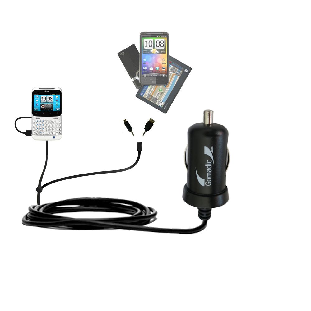 mini Double Car Charger with tips including compatible with the HTC Status