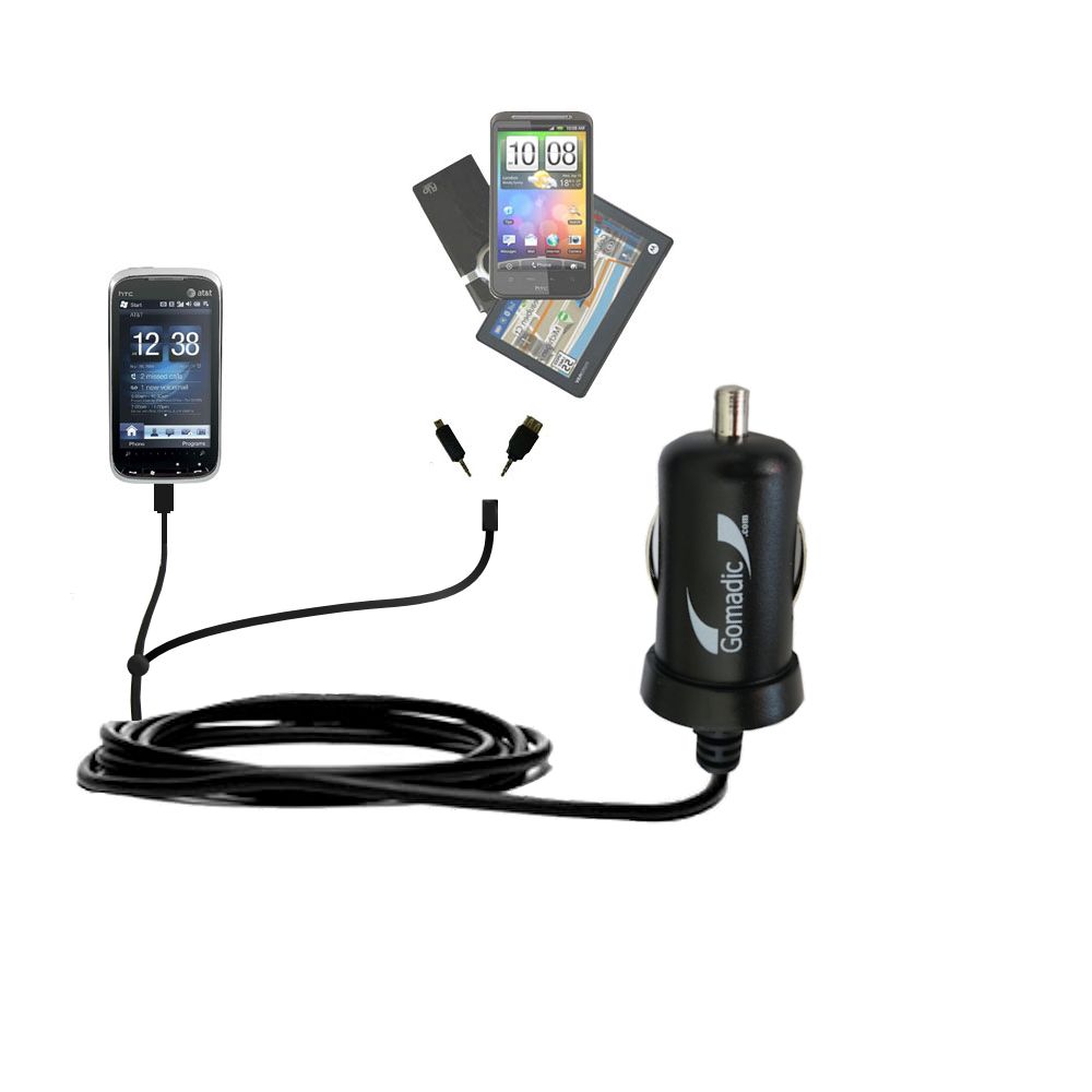mini Double Car Charger with tips including compatible with the HTC Tilt2