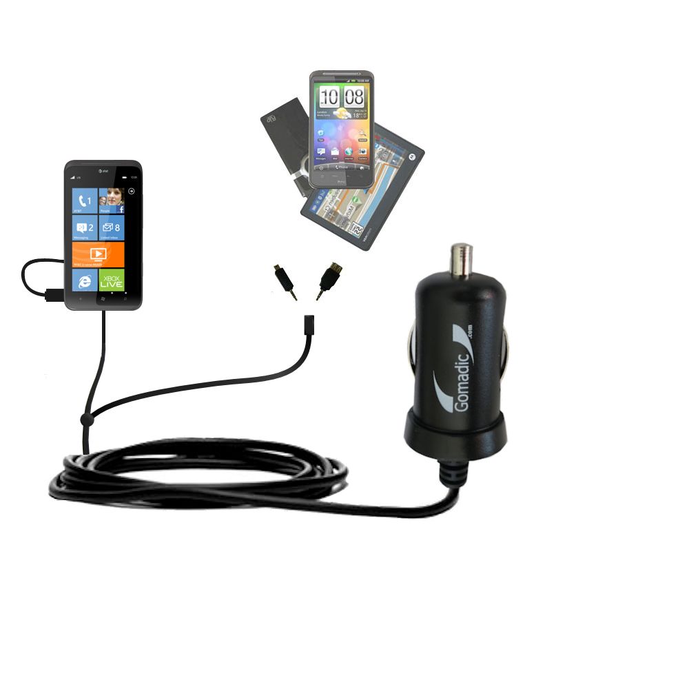 mini Double Car Charger with tips including compatible with the HTC Titan II