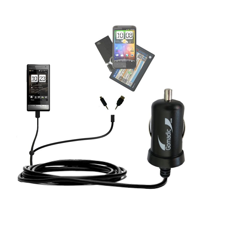 mini Double Car Charger with tips including compatible with the HTC Touch Diamond2