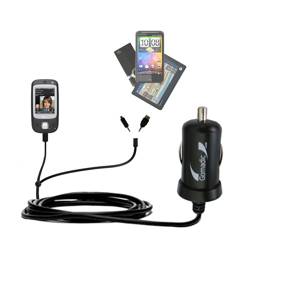 mini Double Car Charger with tips including compatible with the HTC Touch Dual