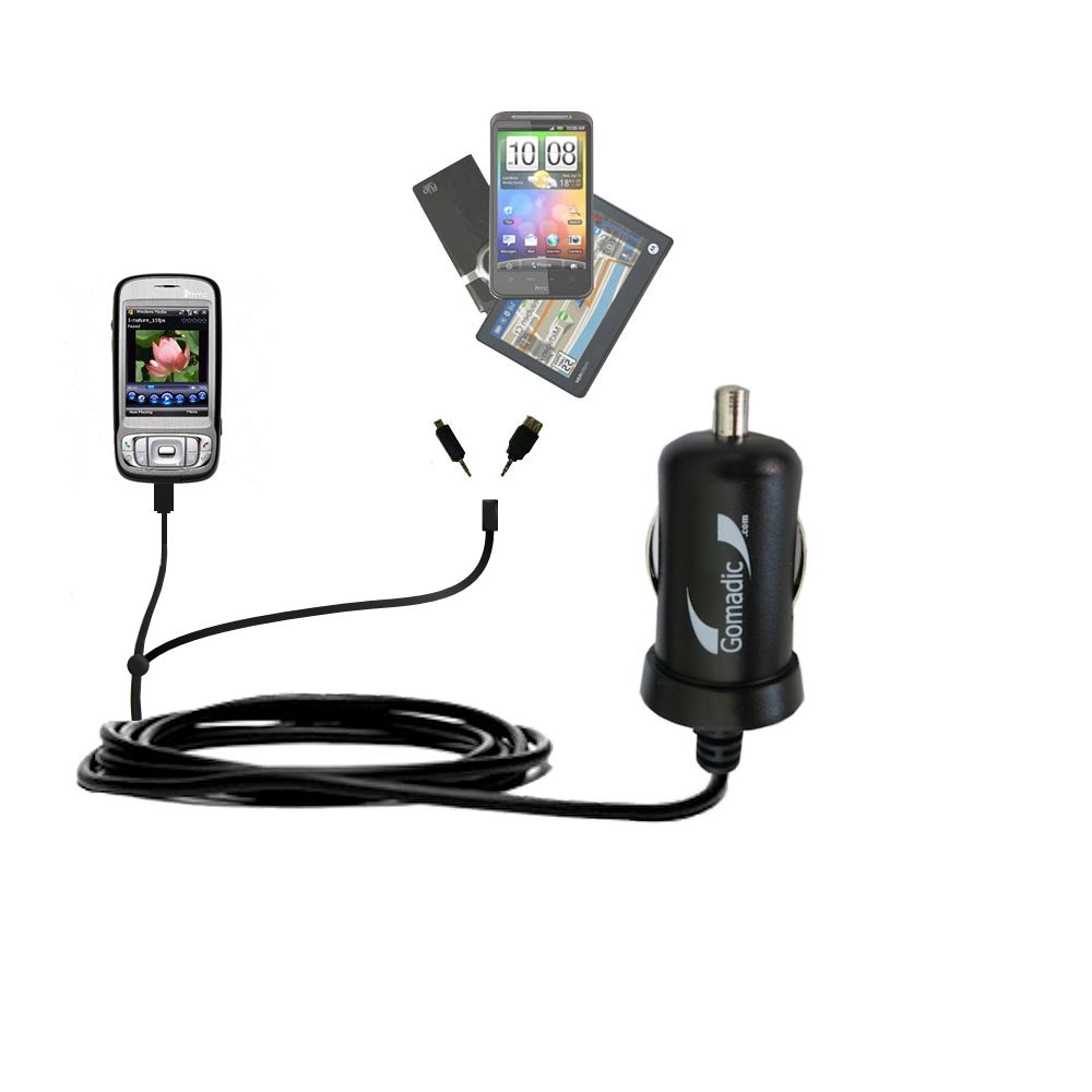mini Double Car Charger with tips including compatible with the HTC TyTN
