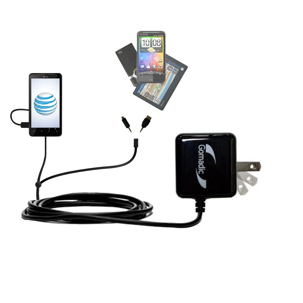 Double Wall Home Charger with tips including compatible with the HTC Vivid