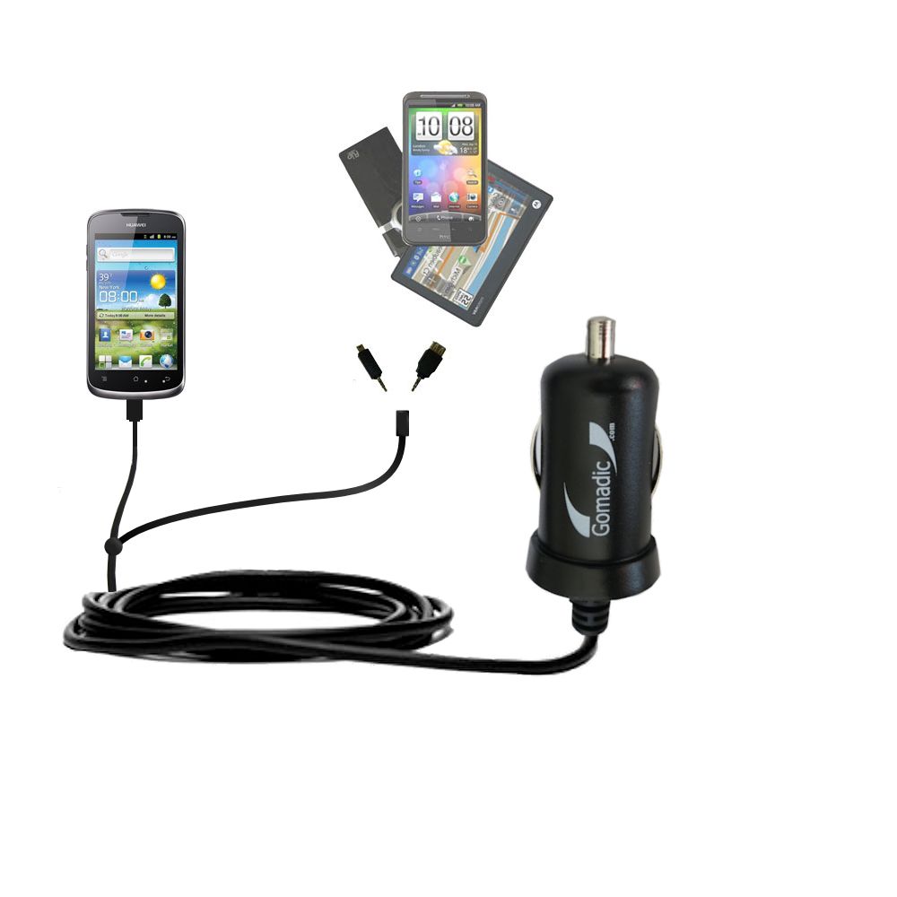 mini Double Car Charger with tips including compatible with the Huawei Ascend G300