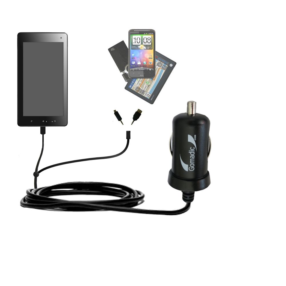 mini Double Car Charger with tips including compatible with the Huawei IDEOS S7-301 / S7-303