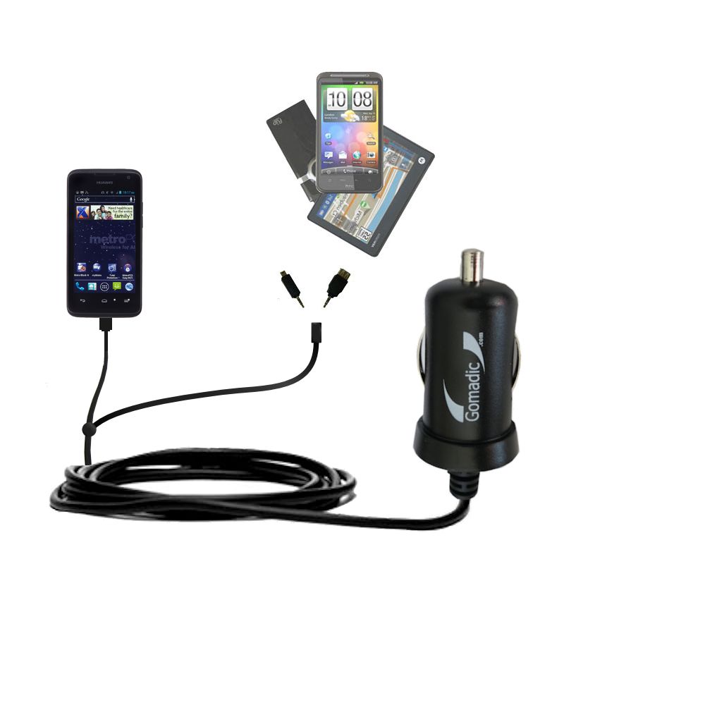 mini Double Car Charger with tips including compatible with the Huawei Premia