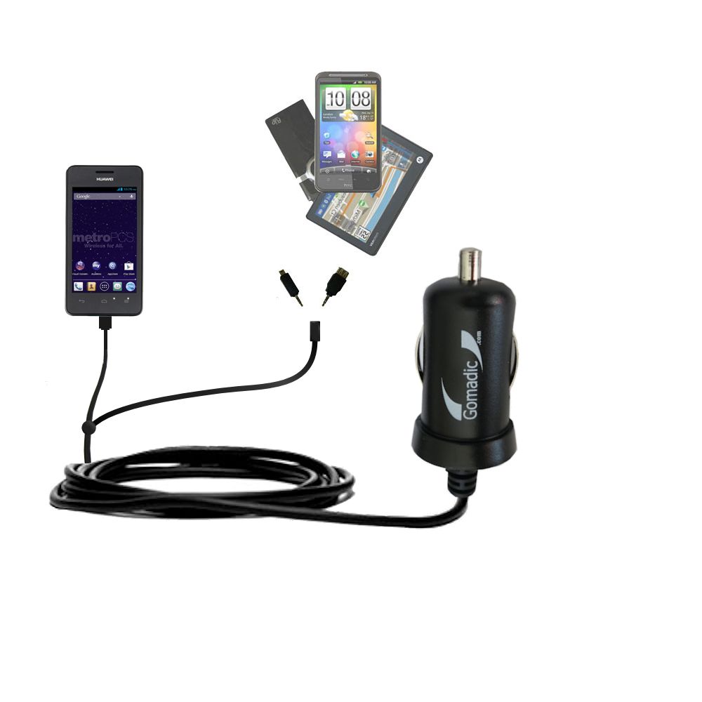 mini Double Car Charger with tips including compatible with the Huawei Valiant